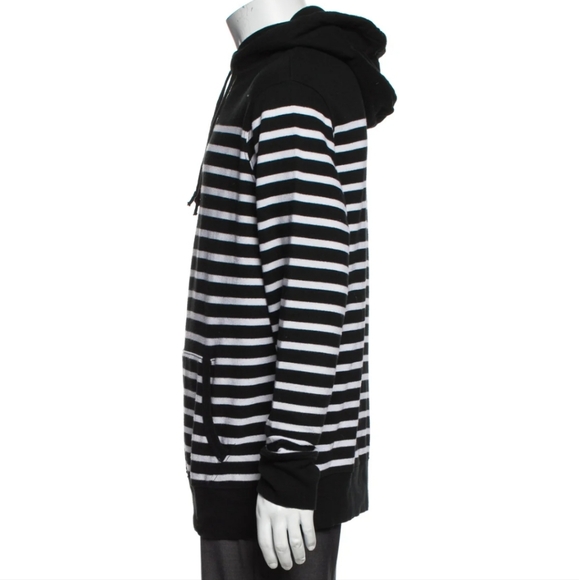 POLO RALPH LAUREN Crew neck Hoodie Medium Black White Stripped - Picture 2 of 7